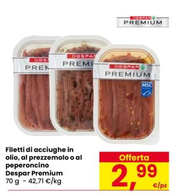 Filetti di acciughe in olio, al prezzemolo o al peperoncino