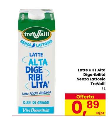LATTE UHT ALTA DIGERIBILITA’ SENZA LATTOSIO TREVALLI