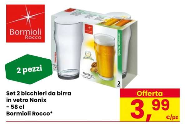 Set 2 bicchieri da birra in vetro Nonix