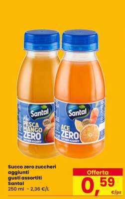 Succo zero zuccheri aggiunti gusti assortiti Santal