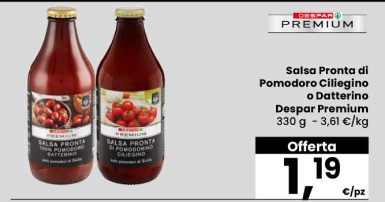 Salsa Pronta di Pomodoro Ciliegino o Datterino