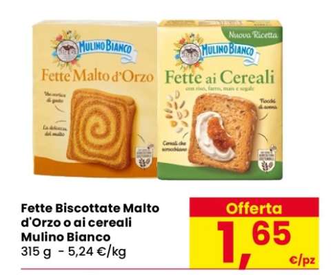 Fette Biscottate Malto d'Orzo o ai cereali Mulino Bianco