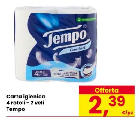 Carta igienica 4 rotoli – 2 veli Tempo