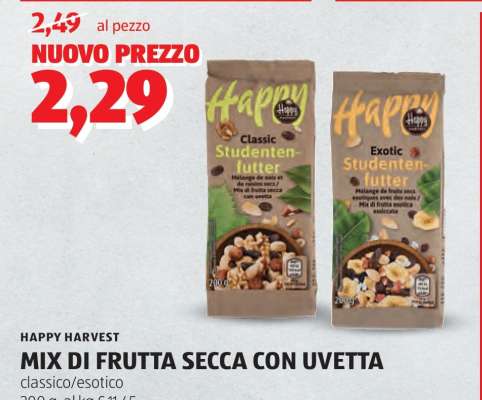 HAPPY HARVEST MIX DI FRUTTA SECCA CON UVETTA