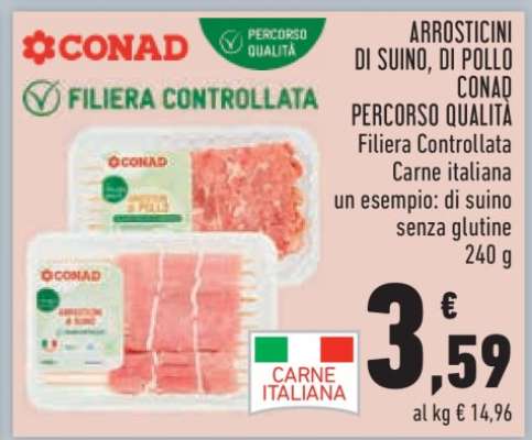 Arrosticini di suino, di pollo CONAD Percorso Qualità