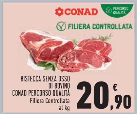 BISTECCA SENZA OSSO DI BOVINO CONAD PERCORSO QUALITÀ