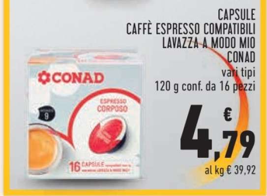 CAPSULE CAFFÈ ESPRESSO COMPATIBILI LAVAZZA A MODO MIO CONAD