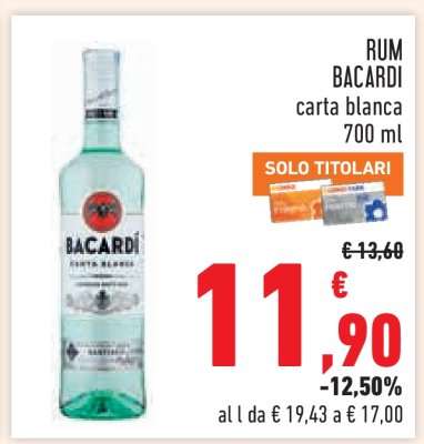 RUM BACARDI carta blanca 700 ml