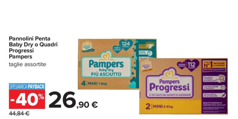 Pannolini Penta Baby Dry o Quadri Progressi Pampers