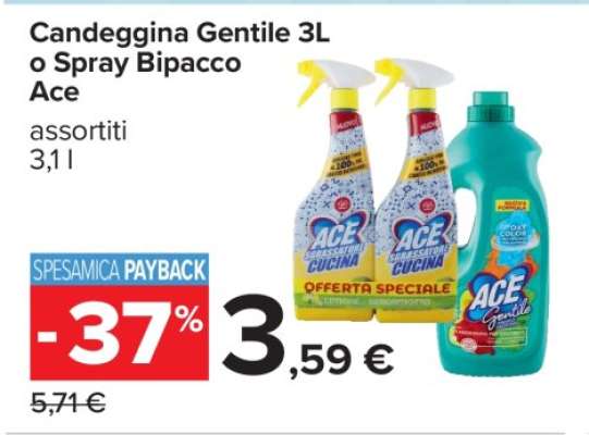 Candeggina Gentile 3L o Spray Bipacco Ace