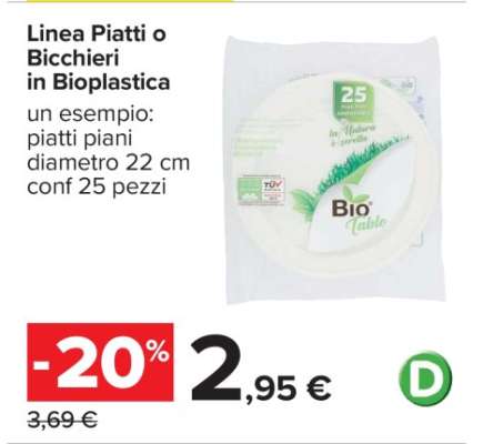 Linea Piatti o Bicchieri in Bioplastica