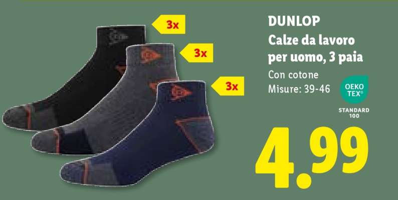 Dunlop Calze da lavoro per uomo, 3 paia