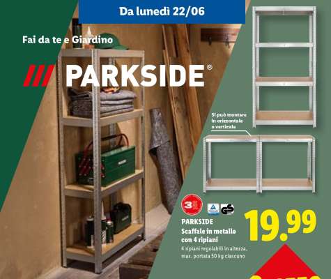 PARKSIDE Scaffale in metallo con 4 ripiani