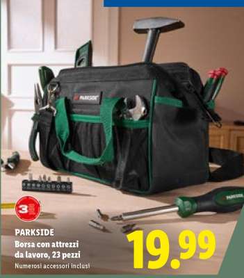 PARKSIDE Borsa con attrezzi da lavoro, 23 pezzi