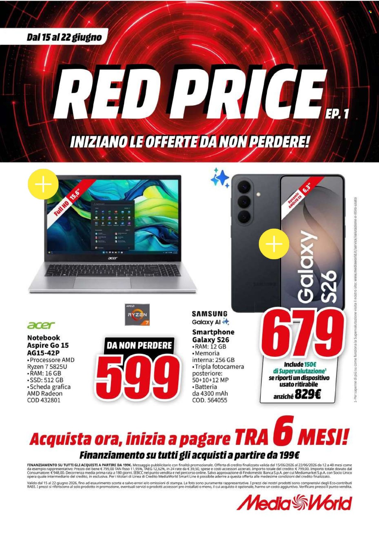 Volantino MediaWorld - 15/6/2026 - 22/6/2026. Pagina 1