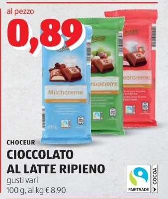 CHOCEUR CIOCCOLATO AL LATTE RIPIENO