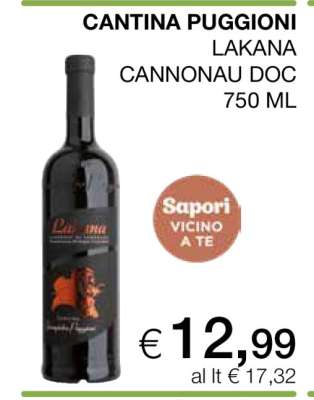 CANTINA PUGGIONI LAKANA CANNONAU DOC 750 ML