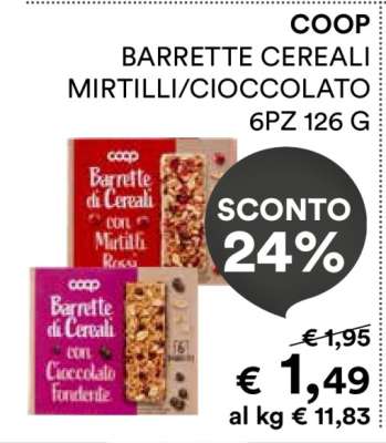 COOP BARRETTE CEREALI MIRTILLI/CIOCCOLATO