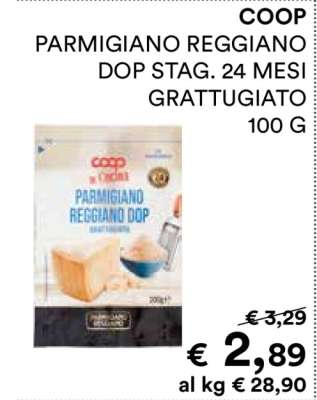 COOP PARMIGIANO REGGIANO DOP STAG. 24 MESI GRATTUGIATO 100 G