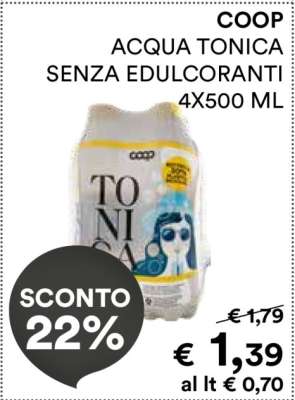 COOP ACQUA TONICA SENZA EDULCORANTI 4X500 ML