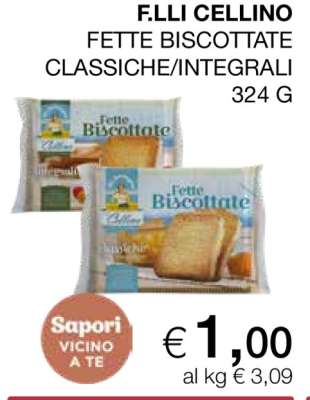 F.LLI CELLINO FETTE BISCOTTATE CLASSICHE/INTEGRALI