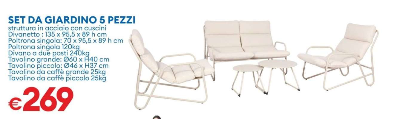 SET DA GIARDINO 5 PEZZI