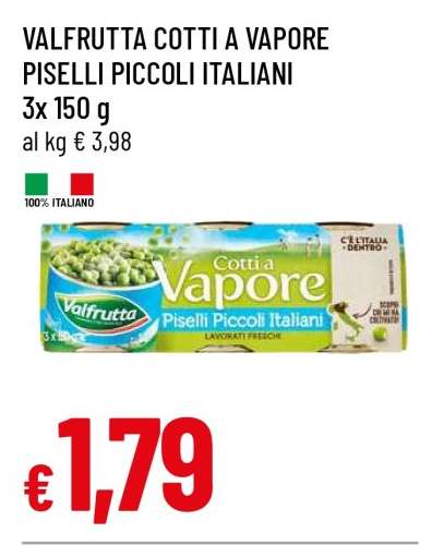 VALFRUTTA COTTI A VAPORE PISELLI PICCOLI ITALIANI