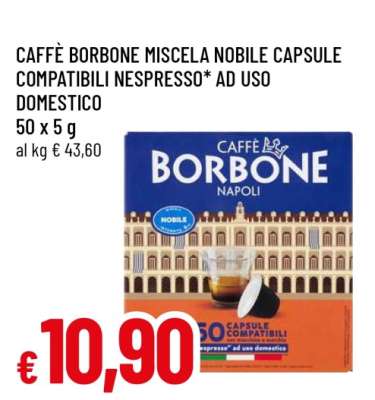 CAFFÈ BORBONE MISCELA NOBILE CAPSULE COMPATIBILI NESPRESSO* AD USO DOMESTICO