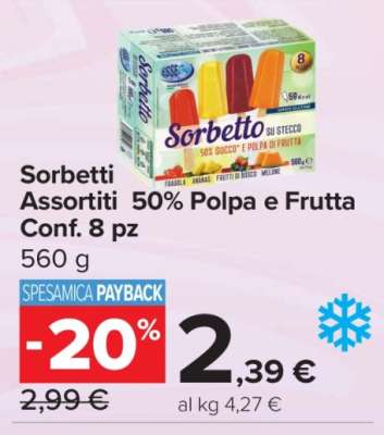 Sorbetti Assortiti 50% Polpa e Frutta Conf. 8 pz