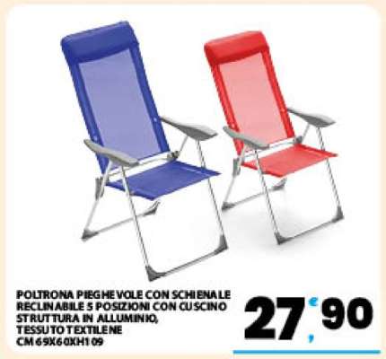 POLTRONA PIEGHEVOLE CON SCHIENALE RECLINABILE