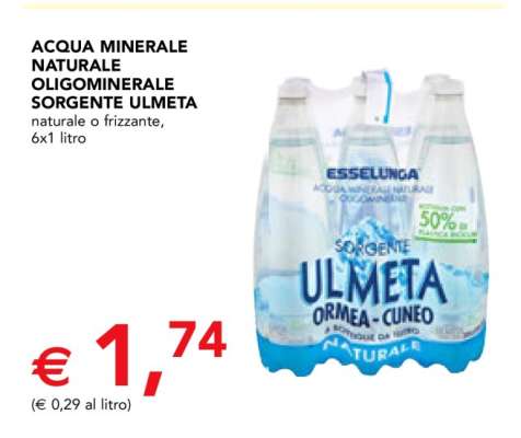 ACQUA MINERALE NATURALE OLIGOMINERALE SORGENTE ULMETA
