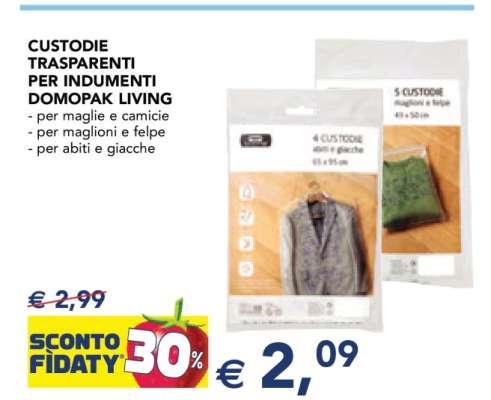 CUSTODIE TRASPARENTI PER INDUMENTI DOMOPAK LIVING