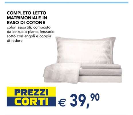 Completo letto matrimoniale in raso di cotone