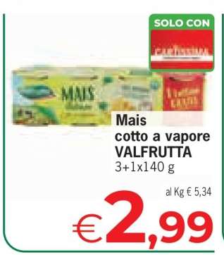 Mais cotto a vapore VALFRUTTA