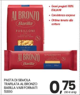 PASTA DI SEMOLA TRAFILATA AL BRONZO BARILLA VARI FORMATI