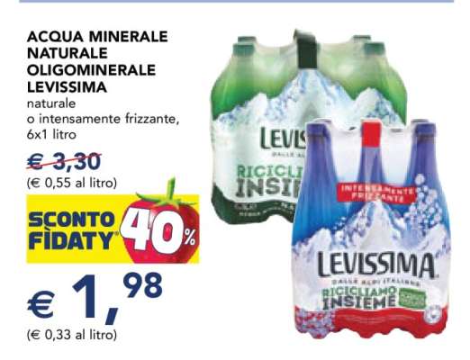 ACQUA MINERALE NATURALE OLIGOMINERALE LEVISSIMA
