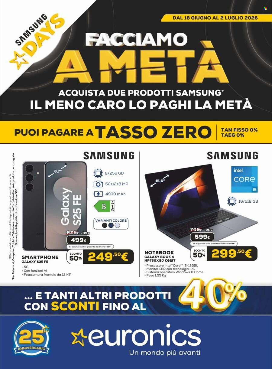 Volantino Euronics - 18/6/2026 - 2/7/2026. Pagina 1