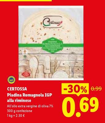 Certossa Piadina Romagnola IGP alla Riminese
