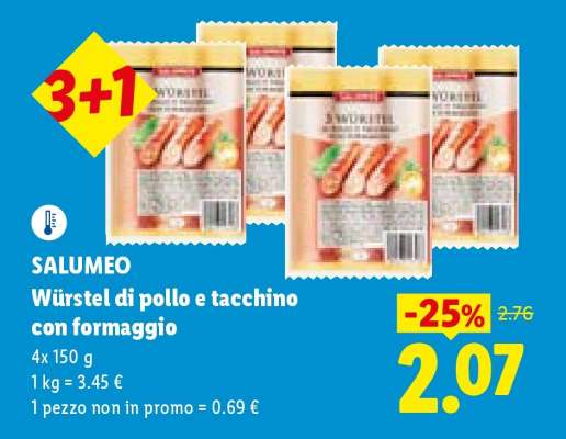 SALUMEO Würstel di pollo e tacchino con formaggio