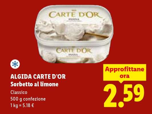 ALGIDA CARTE D’OR Sorbetto al limone