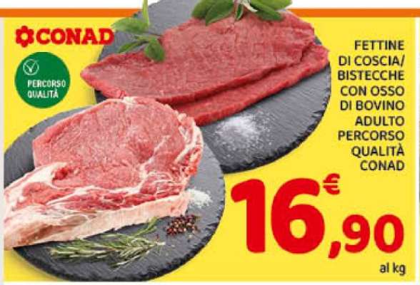 Fettine di coscia/bistecche con osso di bovino adulto