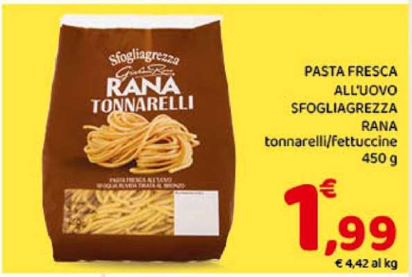 PASTA FRESCA ALL'UOVO SFOGLIAGREZZA RANA tonnarelli/fettuccine 450 g