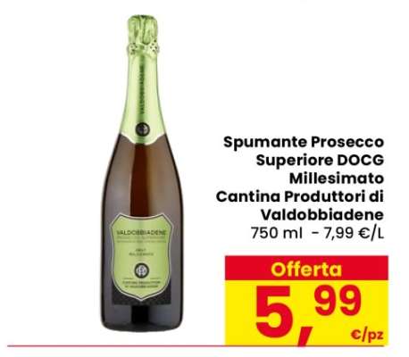 Spumante Prosecco Superiore DOCG Millesimato Cantina Produttori di Valdobbiadene