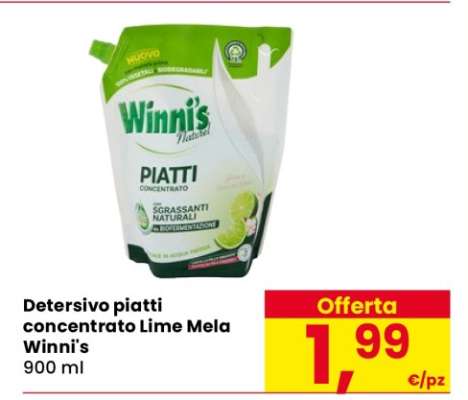 Detersivo piatti concentrato Lime Mela Winni's