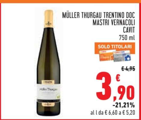 MÜLLER THURGAU TRENTINO DOC MASTRI VERNACOLI CAVIT