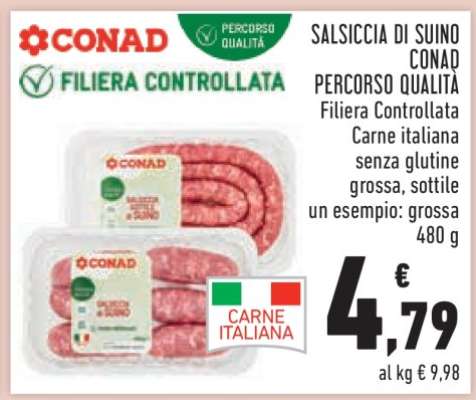 Salsiccia di Suino Conad Percorso Qualità