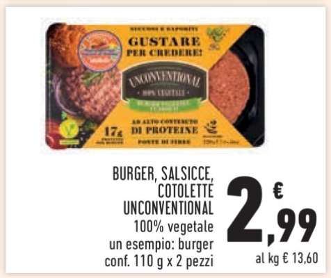 BURGER, SALSICCE, COTOLETTE UNCONVENTIONAL