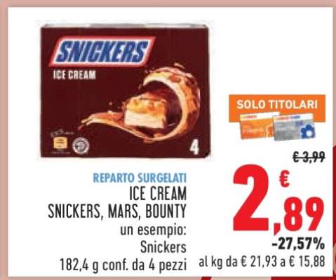 ICE CREAM SNICKERS, MARS, BOUNTY