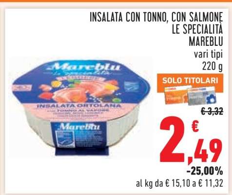 INSALATA CON TONNO, CON SALMONE LE SPECIALITÀ MAREBLU