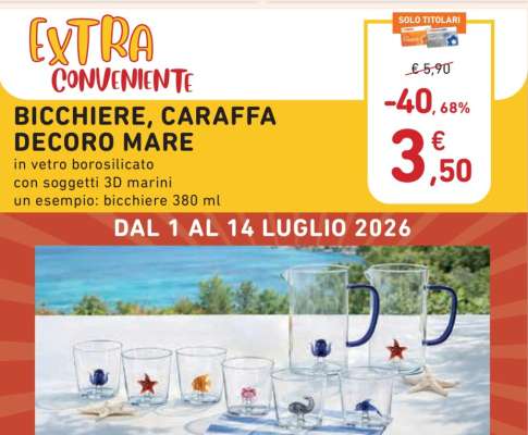 BICCHIERE, CARAFFA DECORO MARE